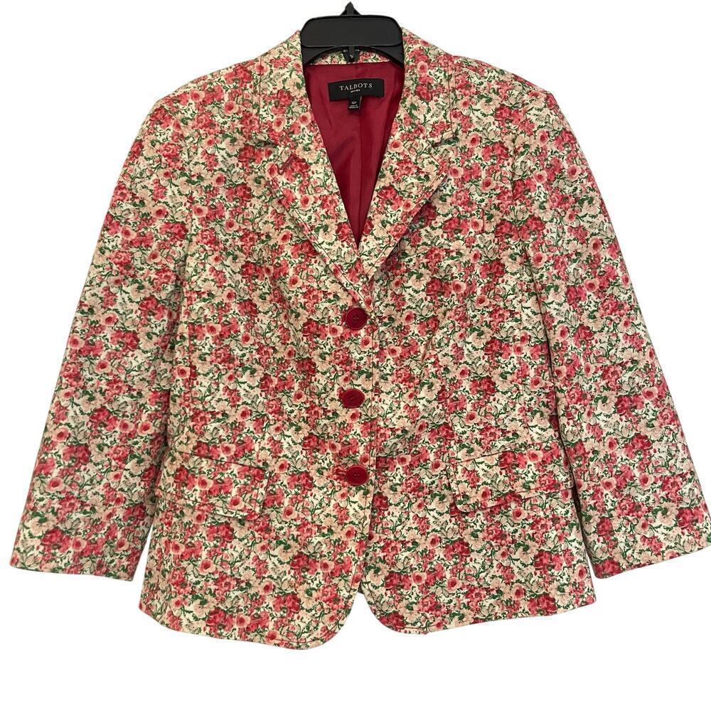 Talbots Vintage Y2K Women's Boho Floral Blazer Size 12 Petite